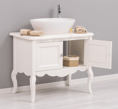 Bathroom furniture with curved legs, two doors