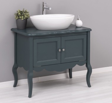 Bathroom furniture with curved legs, two doors