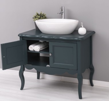 Bathroom furniture with curved legs, two doors