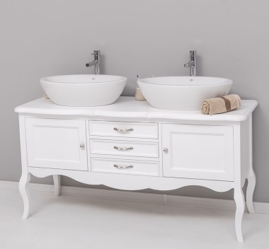 Bathroom furniture with curved legs, two doors and three drawers