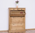 Shoe rack with 3 doors and 2 drawers, oak top