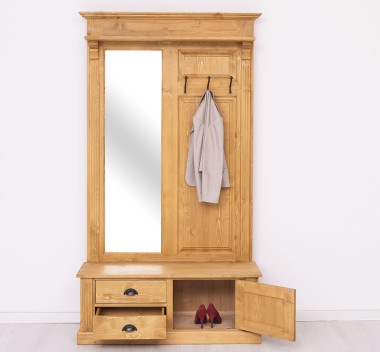 Coat decorated with mirror, 1 door, 2 drawers