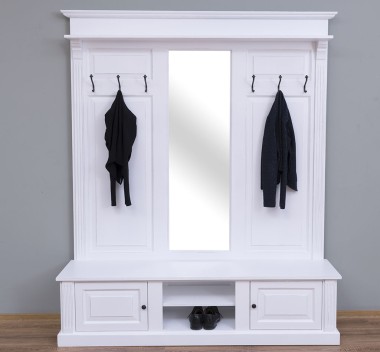 Large coat hanger with mirror, 2 doors, open space