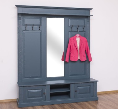 Large coat hanger with mirror, 2 doors, open space