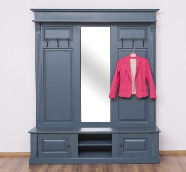 Large coat hanger with mirror, 2 doors, open space