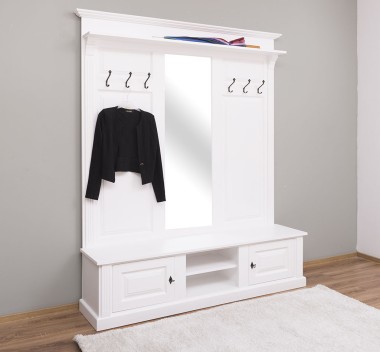 Large coat hanger with mirror, 2 doors, open space