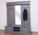 Large coat hanger with mirror, 2 doors, open space