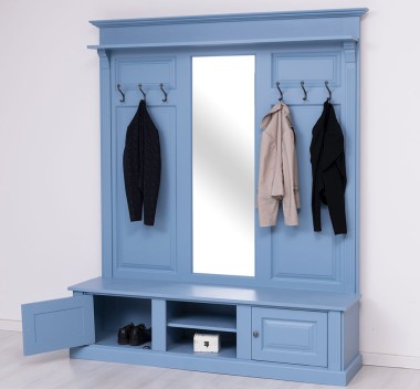 Large coat hanger with mirror, 2 doors, open space