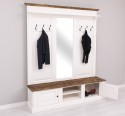 Large coat hanger with mirror, 2 doors, open space