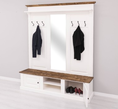 Large coat hanger with mirror, 2 doors, open space