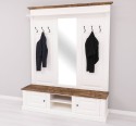 Large coat hanger with mirror, 2 doors, open space