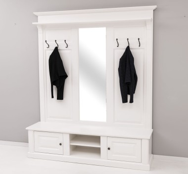 Large coat hanger with mirror, 2 doors, open space