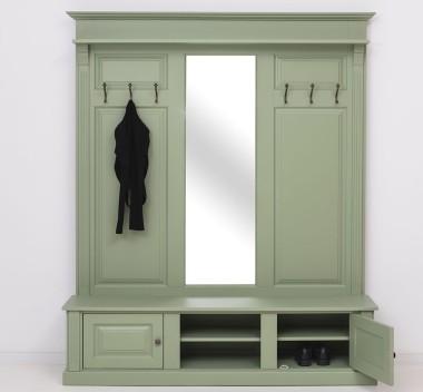 Large coat hanger with mirror, 2 doors, open space