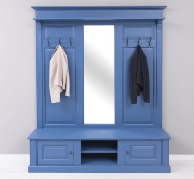 Large coat hanger with mirror, 2 doors, open space