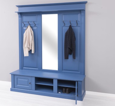 Large coat hanger with mirror, 2 doors, open space