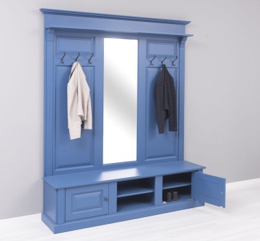 Large coat hanger with mirror, 2 doors, open space