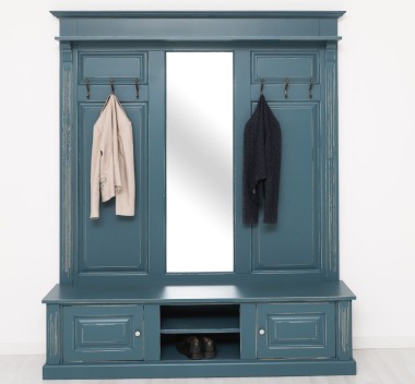 Large coat hanger with mirror, 2 doors, open space