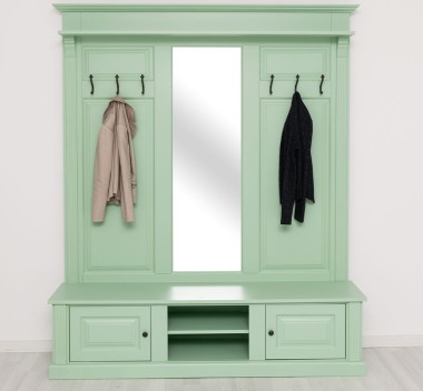 Large coat hanger with mirror, 2 doors, open space