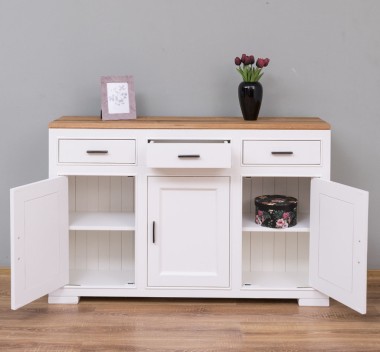 Buffet with 3 doors and 3 drawers Pure, oak top, metal rail drawers