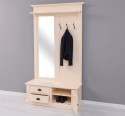 Shutter design hallway coat hanger with mirror, 2 drawers, 1 door