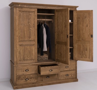 Wardrobe with 3 doors and 6 drawers