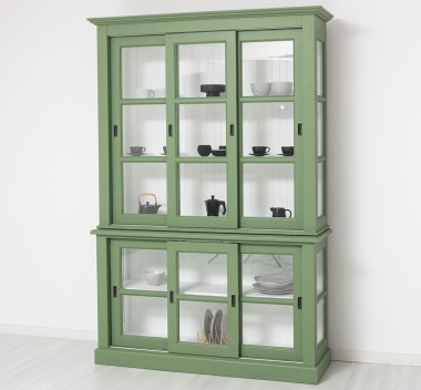 Kitchen display case with 3 sliding glass doors BAS + 3 sliding glass doors SUP - Color Ext._P038 / Color Int._P004 - DOUBLE COL