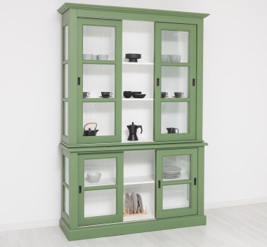 Kitchen display case with 3 sliding glass doors BAS + 3 sliding glass doors SUP - Color Ext._P038 / Color Int._P004 - DOUBLE COL