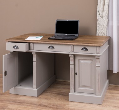 Desk with 2 doors and 3 drawers, oak top, Directoire Collection