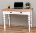 Writing table with turned legs, 2 drawers, oak top