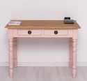 Writing table with turned legs, 2 drawers, oak top