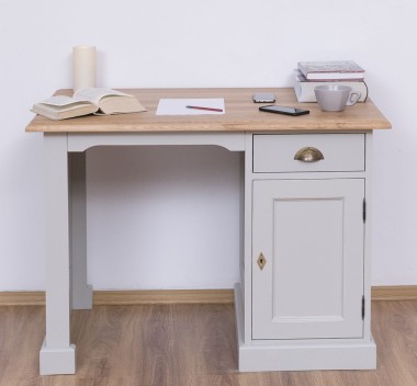 Desk with 1 door and 1 drawer, oak top