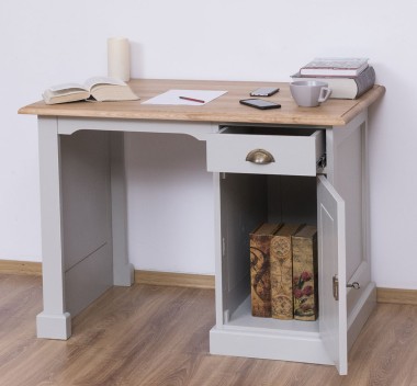 Desk with 1 door and 1 drawer, oak top