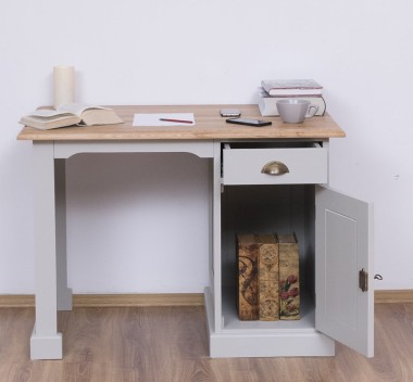 Desk with 1 door and 1 drawer, oak top