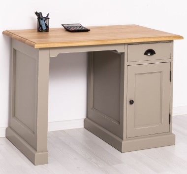 Desk with 1 door and 1 drawer, oak top