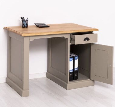 Desk with 1 door and 1 drawer, oak top