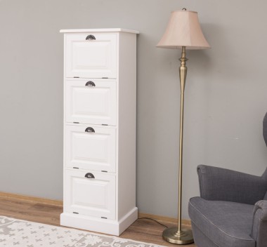 Narrow chest of drawers with 4 folding doors