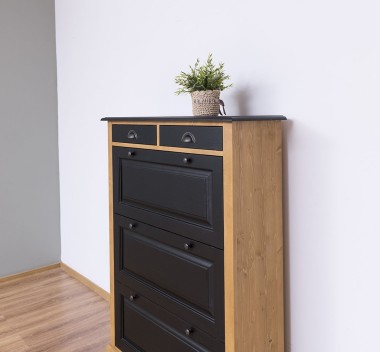 Shoe rack with 3 doors and 2 drawers