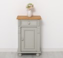 Nightstand with ornaments, 1 door and 1 drawer