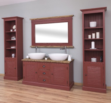 Bathroom cabinet with 2 lamellar doors - sinks are not included in the price