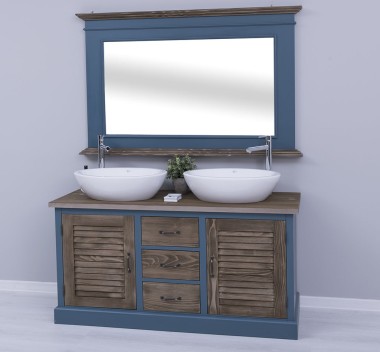 Bathroom cabinet with 2 lamellar doors - sinks are not included in the price