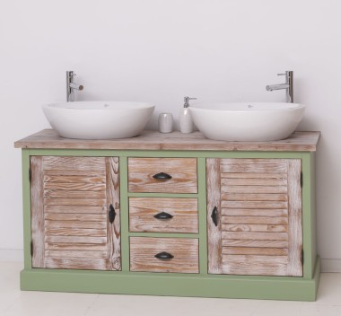 Bathroom cabinet with 2 lamellar doors - sinks are not included in the price