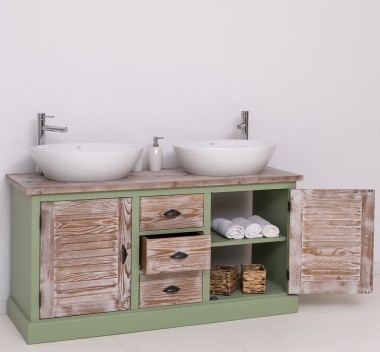 Bathroom cabinet with 2 lamellar doors - sinks are not included in the price