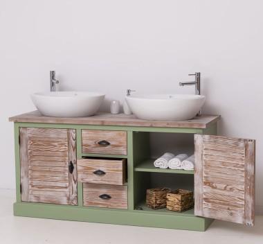 Bathroom cabinet with 2 lamellar doors - sinks are not included in the price