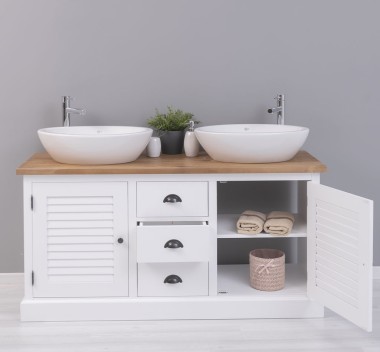 Bathroom cabinet with 2 lamellar doors - sinks are not included in the price