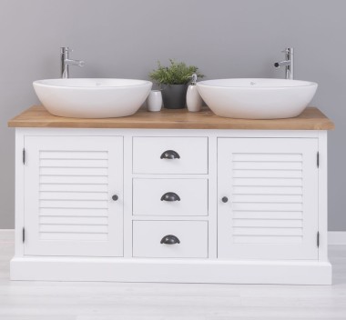 Bathroom cabinet with 2 lamellar doors - sinks are not included in the price