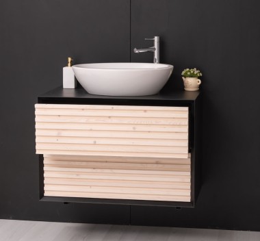 Bathroom item 2 drawers "Slatted" - sink included in price - Color Corp_P003 - Color Drawers_P095 - DOUBLE COLORED