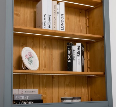 Bookcase with 2 doors and LED strip, accessories included in the price - Color Ext._P042 / Color Int._P002 â€“ DOUBLE COLORED