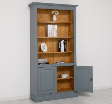 Bookcase with 2 doors and LED strip, accessories included in the price - Color Ext._P042 / Color Int._P002 â€“ DOUBLE COLORED