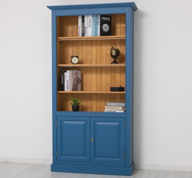 Bookcase with 2 doors and LED strip, accessories included in the price - Color Ext._P045 / Color Int._P002 - DOUBLE COLORED