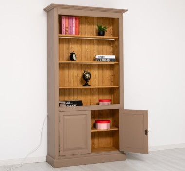 Bookcase with 2 doors and LED strip, accessories included in the price - Color Ext._P088 / Color Int._P002 - DOUBLE COLORED